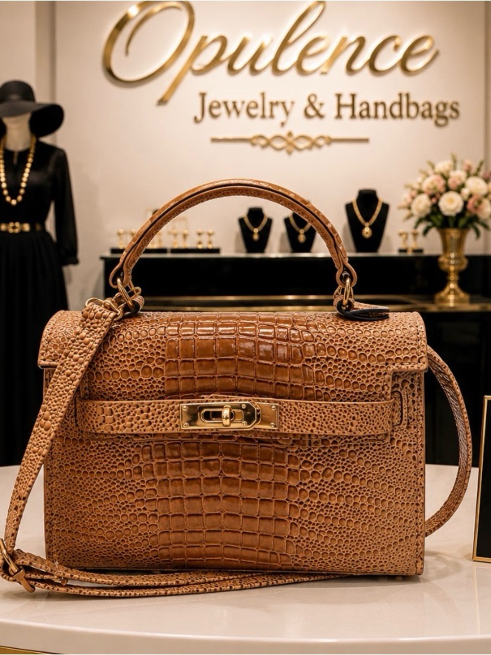 Croc Alligator Flap Satchel